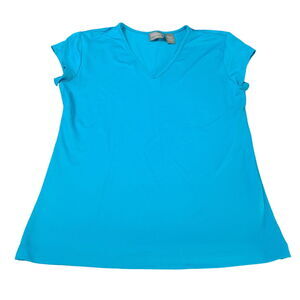 Additions By Chicos Womens T-Shirt Blue Size 1 Nylon Blend Stretch Short Sleeve